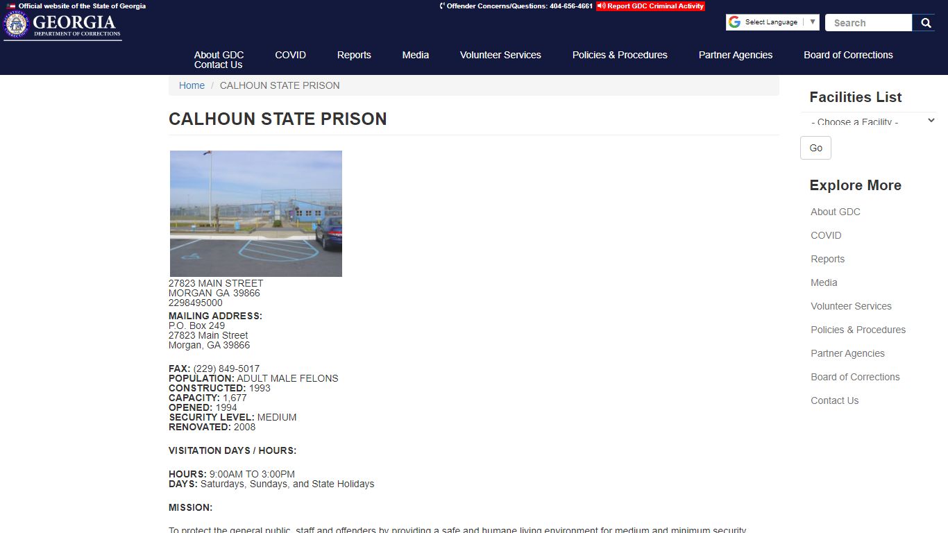 CALHOUN STATE PRISON | GDC