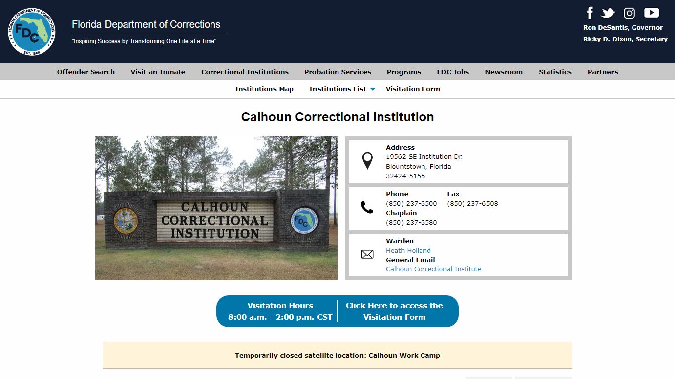 Calhoun Correctional Institution -- Florida Department of Corrections