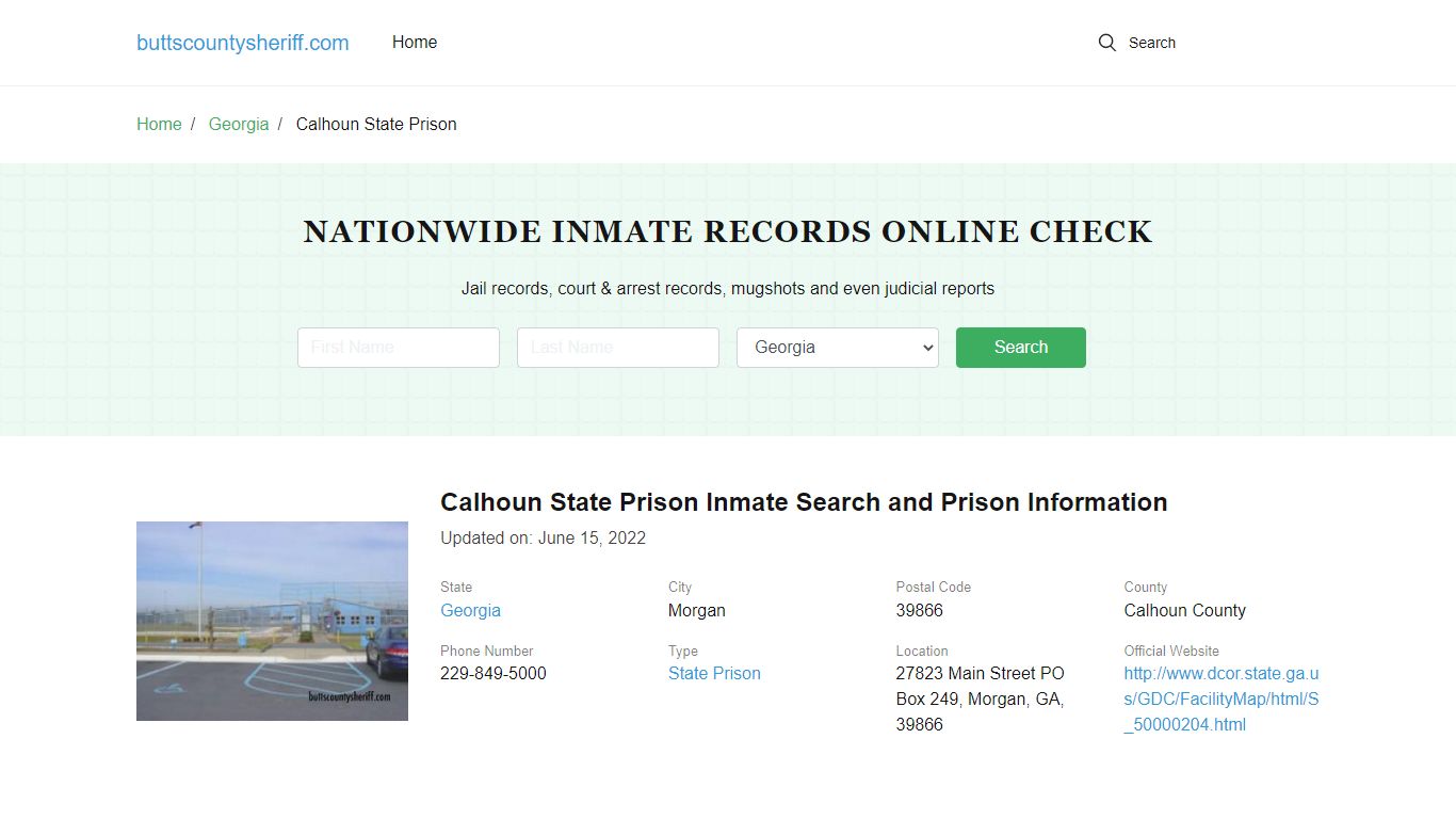 Calhoun State Prison Inmate Search and Prison Information